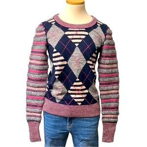 Marc by Marc Jacobs Argyle Wool Knit Sweater, Pink/Gray, XS